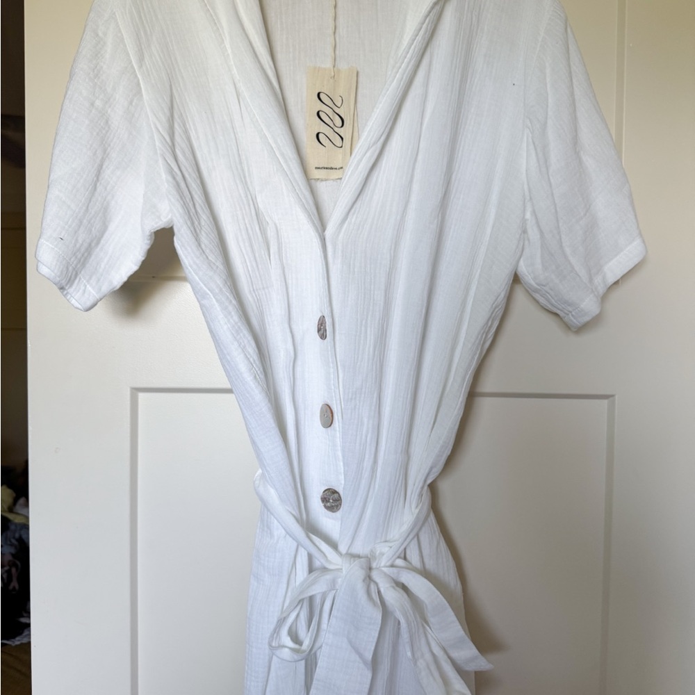 Maurie + Eve White V-Neck Dress
